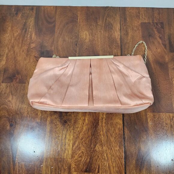 CHARMING TAILOR Clutch Evening Bag Elegant Pleated Satin Formal Blush Pink - Picture 3 of 9